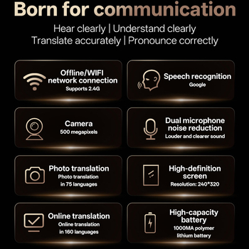 Cască traducător T20 cu AI offline și traducere simultană - Bluetooth, Android, rază de 10 m