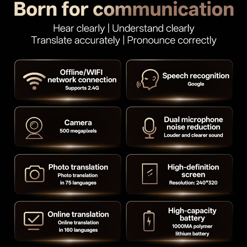 Cască traducător T20 cu AI offline și traducere simultană - Bluetooth, Android, rază de 10 m