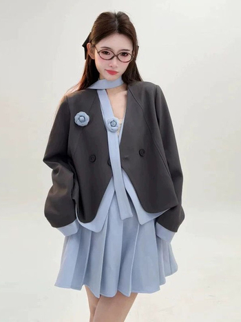 Costum casual cu top pentru femei — mâneci de tip prințesă, PVC cu 30–50% Spandex, Primăvara 2025