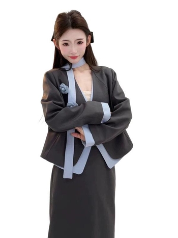 Costum casual cu top pentru femei — mâneci de tip prințesă, PVC cu 30–50% Spandex, Primăvara 2025