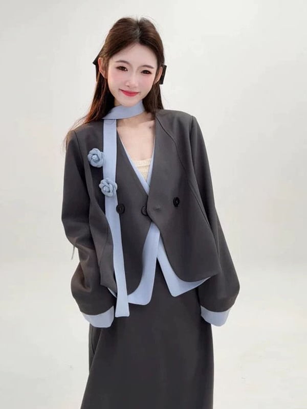 Costum casual cu top pentru femei — mâneci de tip prințesă, PVC cu 30–50% Spandex, Primăvara 2025