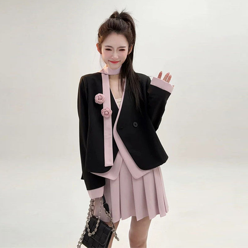 Costum casual cu top pentru femei — mâneci de tip prințesă, PVC cu 30–50% Spandex, Primăvara 2025