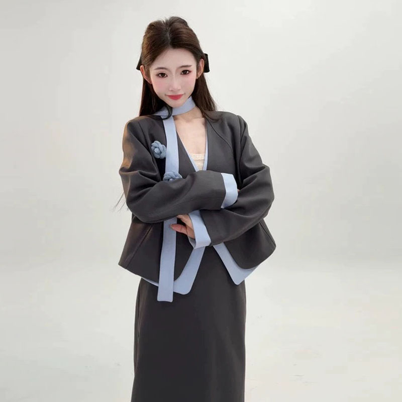 Costum casual cu top pentru femei — mâneci de tip prințesă, PVC cu 30–50% Spandex, Primăvara 2025