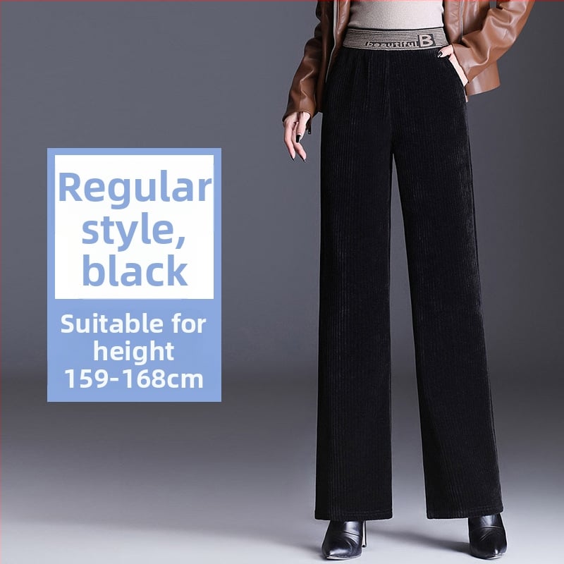 Chenille anyagú széles lábú nadrág fleece béléssel, magas derék, vastag