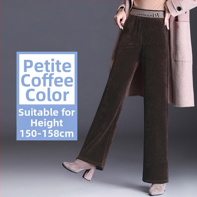 Chenille anyagú széles lábú nadrág fleece béléssel, magas derék, vastag