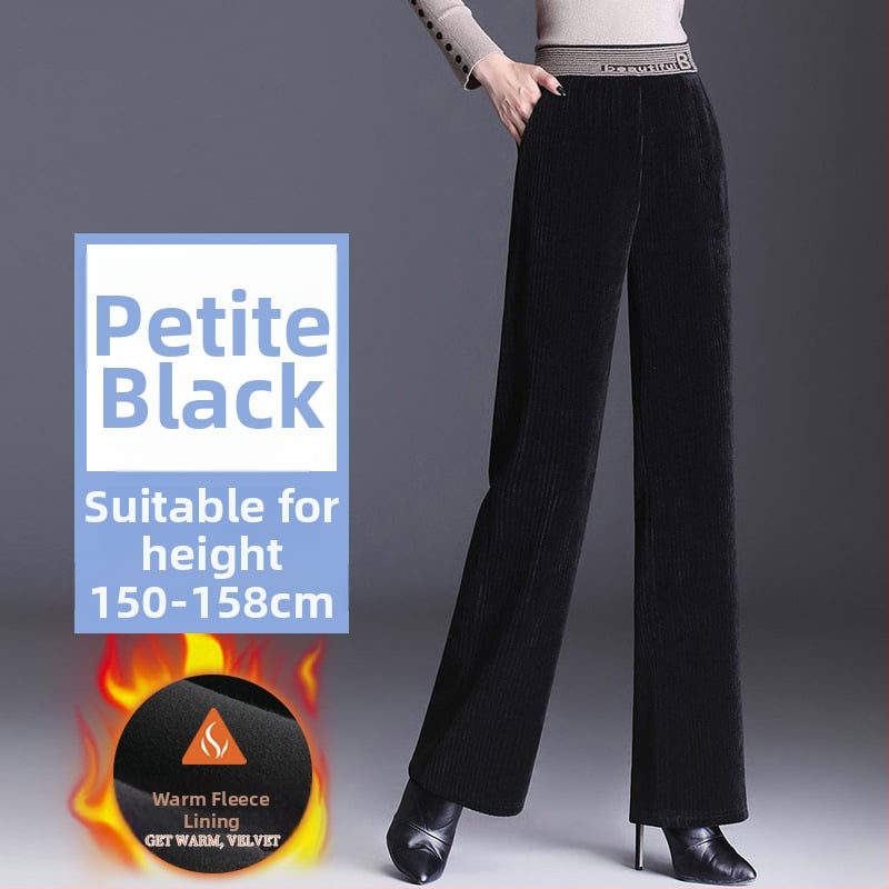 Chenille anyagú széles lábú nadrág fleece béléssel, magas derék, vastag