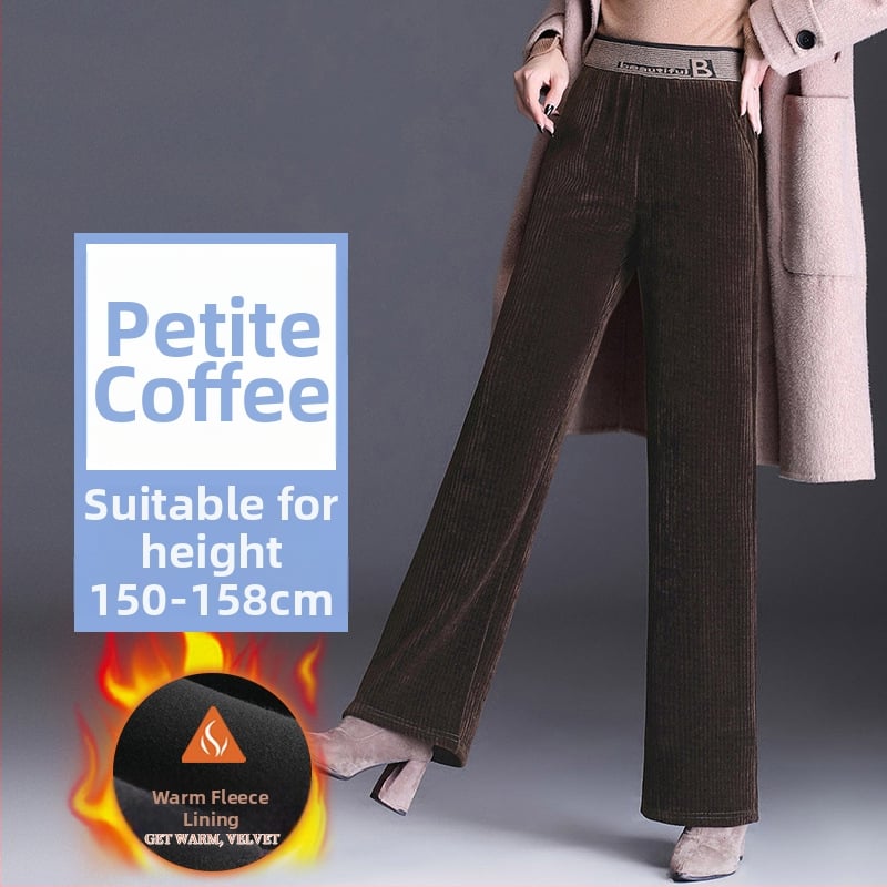 Chenille anyagú széles lábú nadrág fleece béléssel, magas derék, vastag