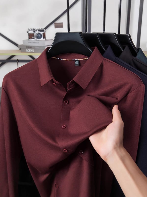 Košula — vunena mješavina 31–50% — dugi rukav — ovratnik lapel — uski kroj