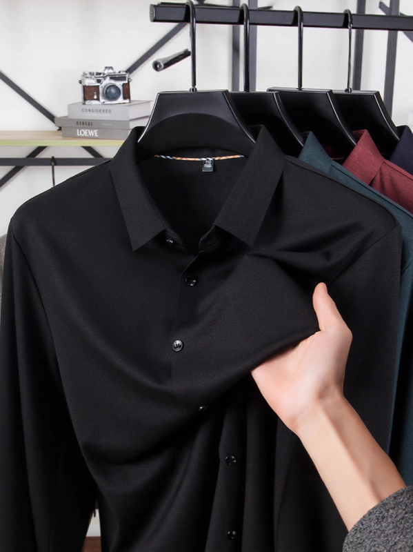 Košula — vunena mješavina 31–50% — dugi rukav — ovratnik lapel — uski kroj