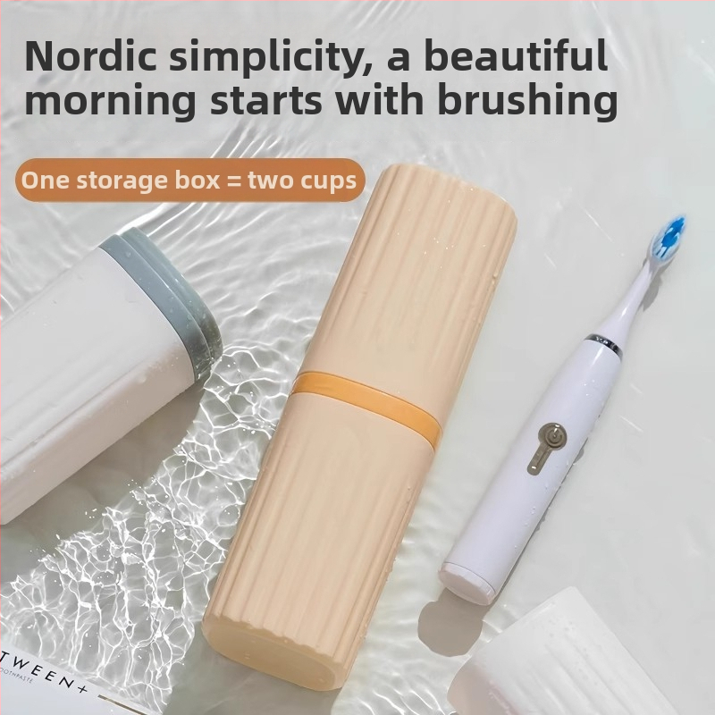 Ji Hui putni dentalni set – plastični set s čašom za ispiranje usta, četkicom za zube, pastom i kutijom za higijenske potrepštine; prijenosno za parove