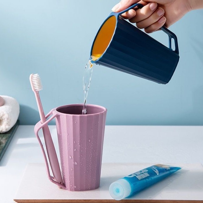 Set čašica za ispiranje usta i četkice za zube za dom, lagani luksuzni dizajn, plastični materijal, velik kapacitet, za parove