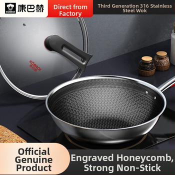 Wok od 316 nerđajućeg čelika s honeycomb protivljepljivim premazom, treća generacija, višeslojno dno, model CHC32A3