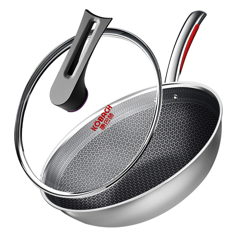 Wok od 316 nerđajućeg čelika s honeycomb protivljepljivim premazom, treća generacija, višeslojno dno, model CHC32A3