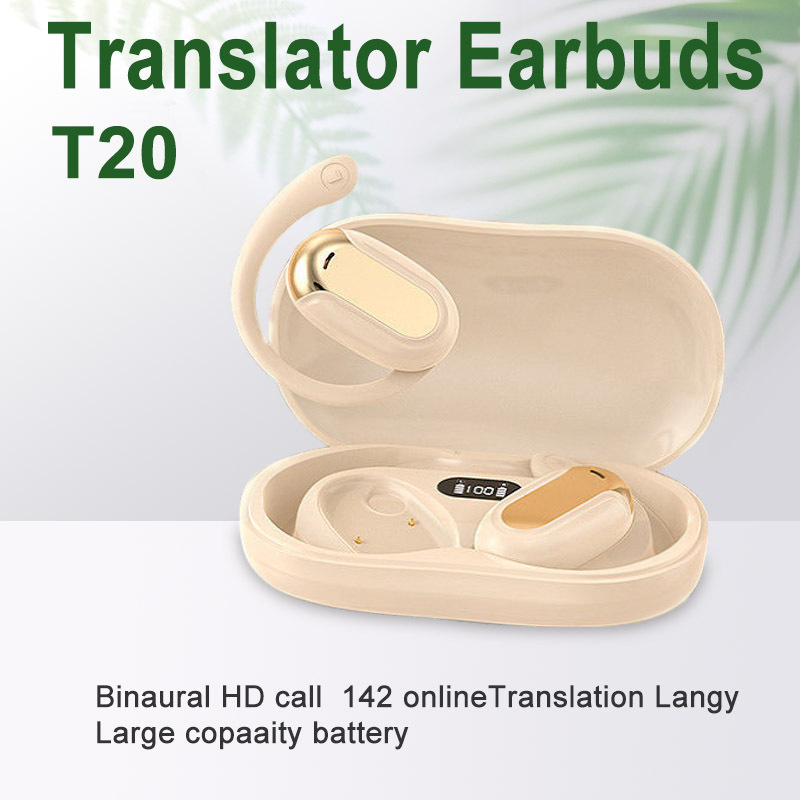 Ακουστικό μεταφραστήριο με Bluetooth 5.4, σχέδιο με λουρί για το αυτί, συμβατό με Windows/iOS/Android, μεταφράσεις βίντεο/ήχου/φωτογραφιών, μπαταρία 50 mAh