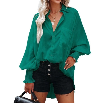 Cămașă de protecție solară pentru plajă, în dungI, croi liber, mâneci lungi, poliester