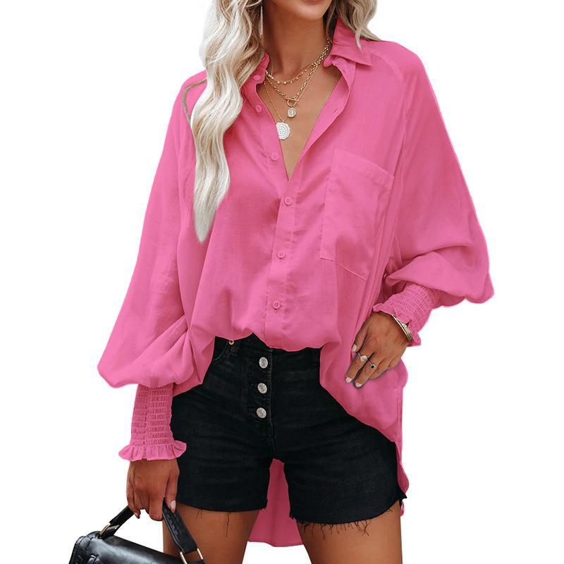 Cămașă de protecție solară pentru plajă, în dungI, croi liber, mâneci lungi, poliester