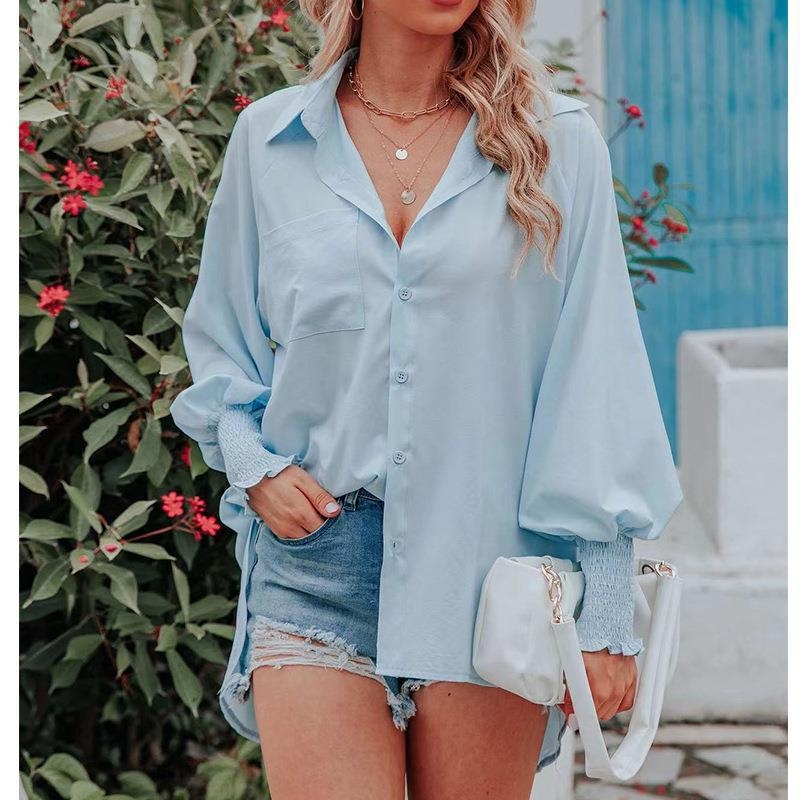 Cămașă de protecție solară pentru plajă, în dungI, croi liber, mâneci lungi, poliester