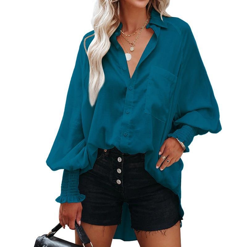 Cămașă de protecție solară pentru plajă, în dungI, croi liber, mâneci lungi, poliester