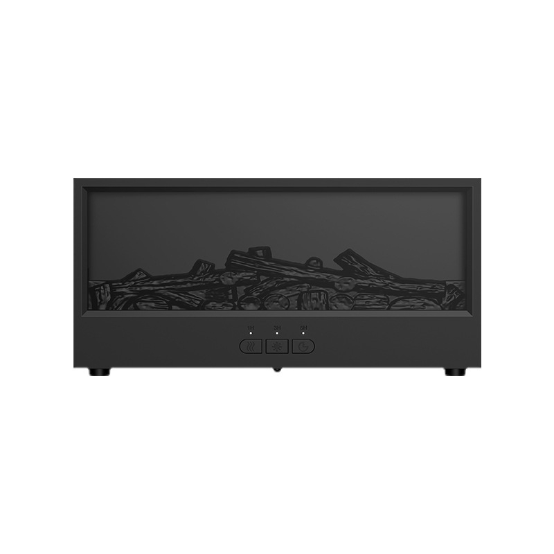 Ovlaživač zraka s aromaterapijom i 3D prikazom plamena kamina; USB napajanje, pokrivenost 21–30 m², spremnik 1.0–2.5 L, daljinsko upravljanje, tajmer 2–8 sati