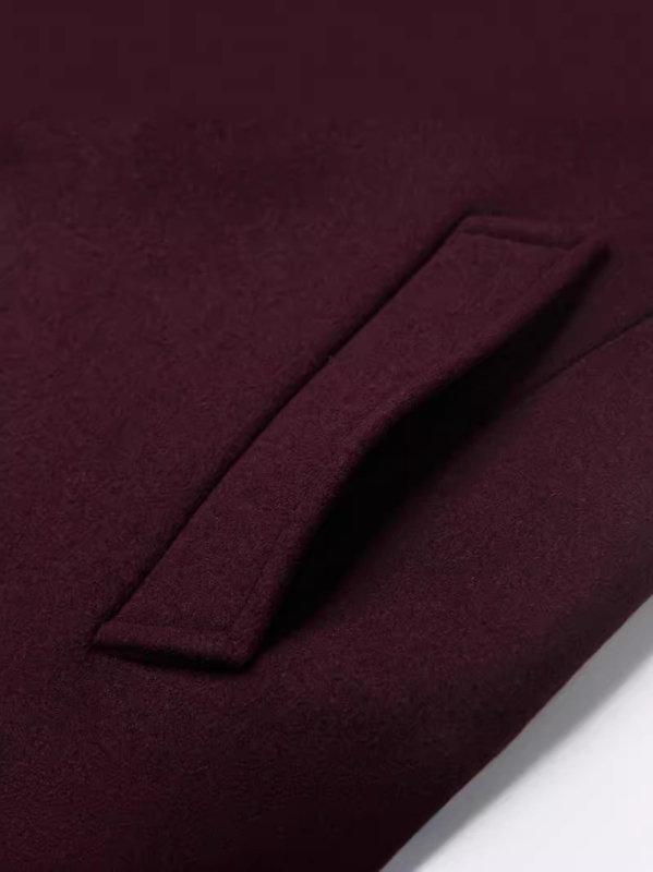 Palton de lână pentru bărbați, guler înalt, nasturi pe un rând, croială ajustată