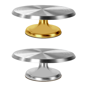 Алуминиева въртяща се платформа за украса на торти, с противохлъзгащ пръстен, хранителен клас, ръчна работа