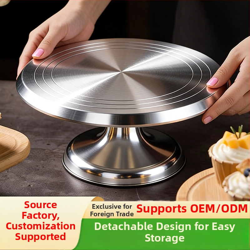 Točiteľný podnos na zdobenie koláčov z hliníkovej zliatiny so protišmykovým kruhom, potravinárskej kvality, ručne ovládaný