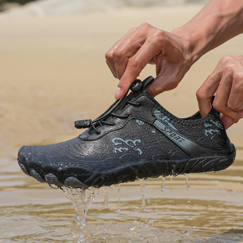 Παπούτσια νερού με πέντε δάχτυλα, με πλέγμα στο πάνω μέρος, σόλα από φυσικό καουτσούκ, ενδιάμεση σόλα από καουτσούκ, κορδόνια μπροστά