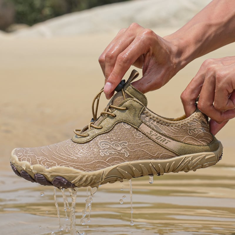 Παπούτσια νερού με πέντε δάχτυλα, με πλέγμα στο πάνω μέρος, σόλα από φυσικό καουτσούκ, ενδιάμεση σόλα από καουτσούκ, κορδόνια μπροστά