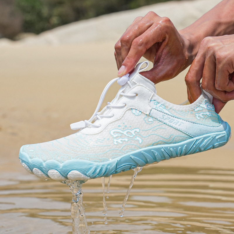 Παπούτσια νερού με πέντε δάχτυλα, με πλέγμα στο πάνω μέρος, σόλα από φυσικό καουτσούκ, ενδιάμεση σόλα από καουτσούκ, κορδόνια μπροστά