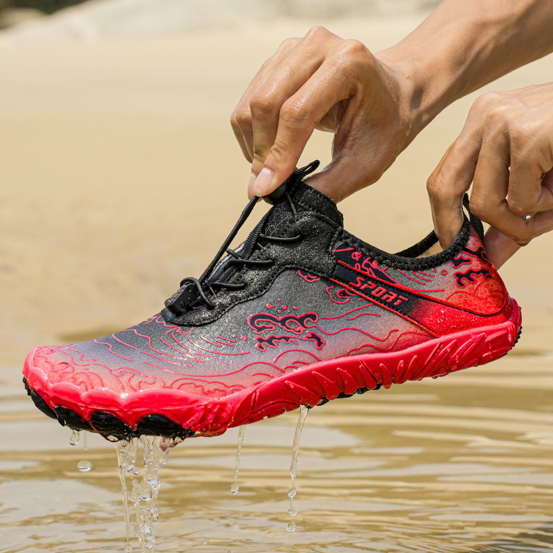 Παπούτσια νερού με πέντε δάχτυλα, με πλέγμα στο πάνω μέρος, σόλα από φυσικό καουτσούκ, ενδιάμεση σόλα από καουτσούκ, κορδόνια μπροστά