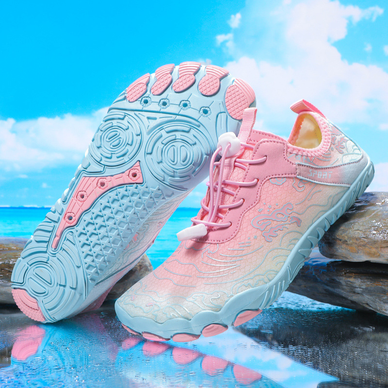 Παπούτσια νερού με πέντε δάχτυλα, με πλέγμα στο πάνω μέρος, σόλα από φυσικό καουτσούκ, ενδιάμεση σόλα από καουτσούκ, κορδόνια μπροστά