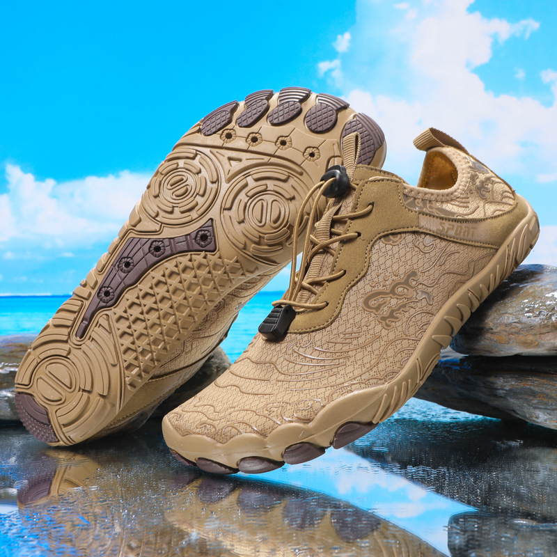 Παπούτσια νερού με πέντε δάχτυλα, με πλέγμα στο πάνω μέρος, σόλα από φυσικό καουτσούκ, ενδιάμεση σόλα από καουτσούκ, κορδόνια μπροστά