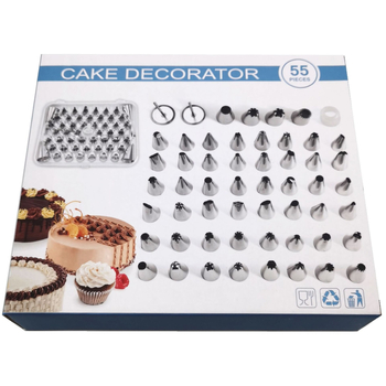 Set mlaznica za ukrašavanje torti, nehrđajući čelik 430 + PP, za dekoriranje torti, moderni minimalistički stil, blister pakiranje (2014)