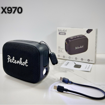 Peterhot X970 Bluetooth hangszóró beépített 6000mAh akkumulátorral, 15W kimenet, IPX4 vízálló, Bluetooth 5.3, 10m hatótávolság