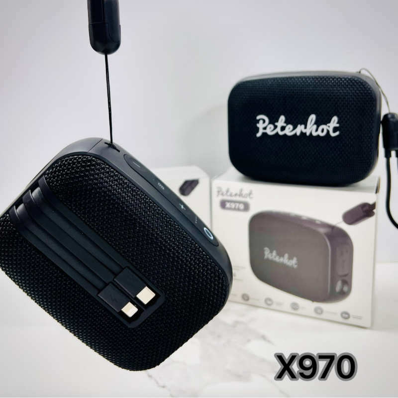 Peterhot X970 Bluetooth hangszóró beépített 6000mAh akkumulátorral, 15W kimenet, IPX4 vízálló, Bluetooth 5.3, 10m hatótávolság