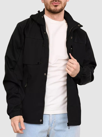 Muška radna jakna s kapuljom, zatvarač, poliester-pamučna tkanina, podstava od pamuka, široki kroj
