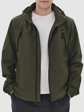 Muška radna jakna s kapuljom, zatvarač, poliester-pamučna tkanina, podstava od pamuka, široki kroj