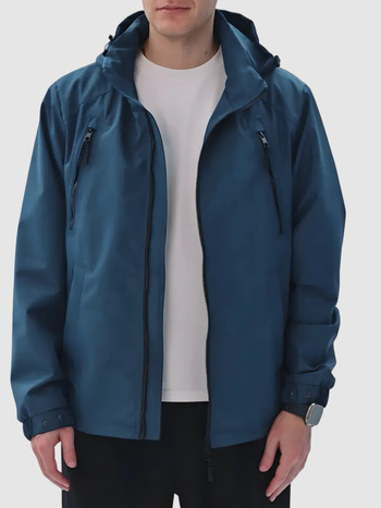 Muška radna jakna s kapuljom, zatvarač, poliester-pamučna tkanina, podstava od pamuka, široki kroj