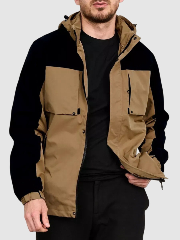 Muška radna jakna s kapuljom, zatvarač, poliester-pamučna tkanina, podstava od pamuka, široki kroj