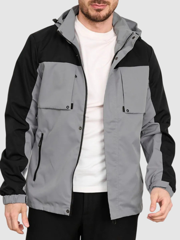 Muška radna jakna s kapuljom, zatvarač, poliester-pamučna tkanina, podstava od pamuka, široki kroj