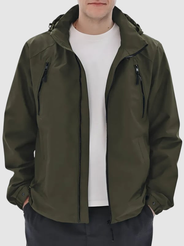 Muška radna jakna s kapuljom, zatvarač, poliester-pamučna tkanina, podstava od pamuka, široki kroj