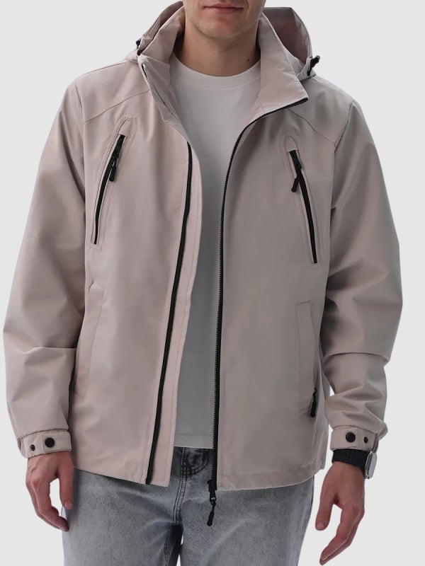 Muška radna jakna s kapuljom, zatvarač, poliester-pamučna tkanina, podstava od pamuka, široki kroj