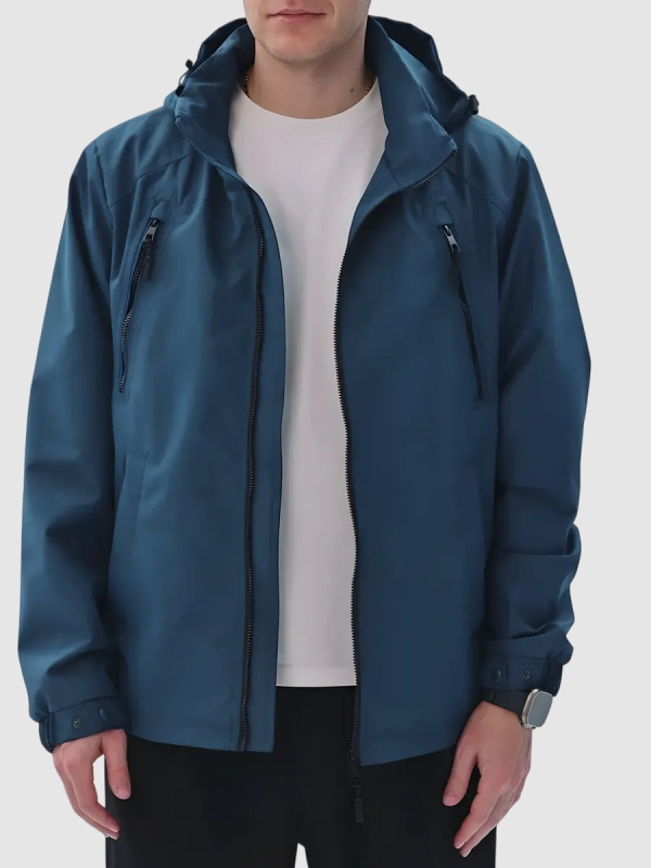 Muška radna jakna s kapuljom, zatvarač, poliester-pamučna tkanina, podstava od pamuka, široki kroj