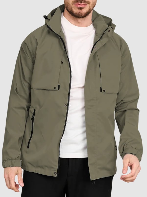 Muška radna jakna s kapuljom, zatvarač, poliester-pamučna tkanina, podstava od pamuka, široki kroj