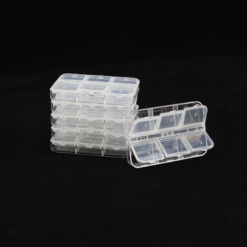 Hat rekeszes átlátszó műanyag tároló doboz gyöngyök és körömáru kiegészítők számára (PS)