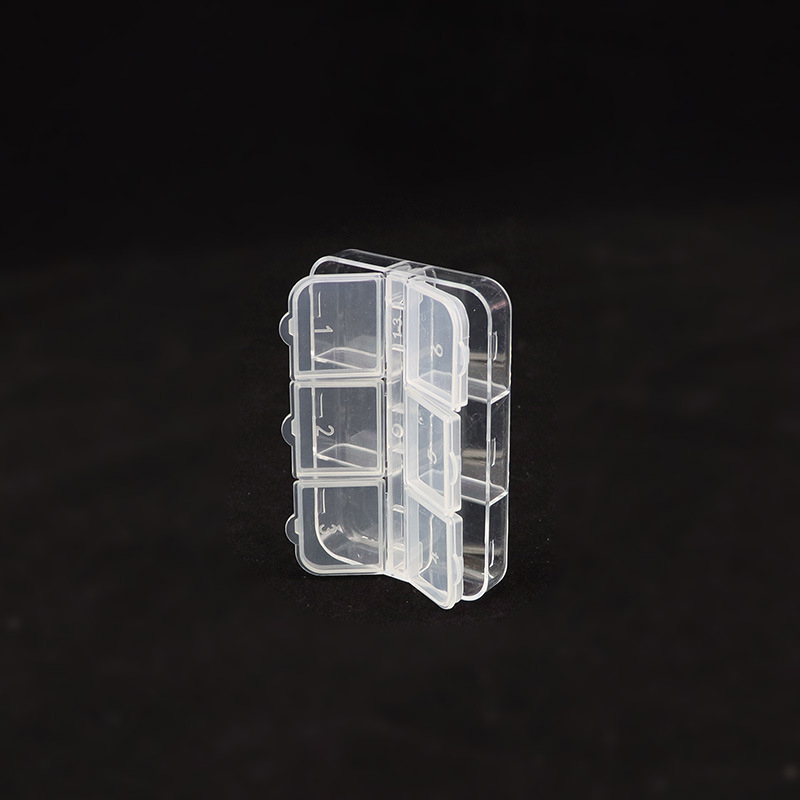 Hat rekeszes átlátszó műanyag tároló doboz gyöngyök és körömáru kiegészítők számára (PS)