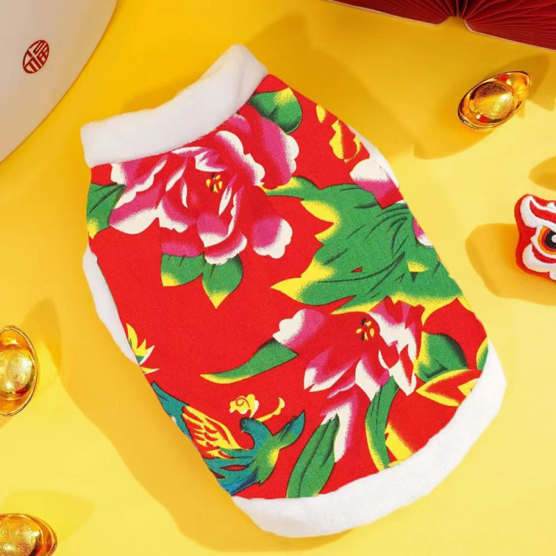 Палто за кучета с флорална шарка, полиестер, марка Weiwang, ежедневен стил, облекло за домашни любимци (Полиестер; Марка: Weiwang; Категория: Облекло за домашни любимци; Стил: Ежедневен)