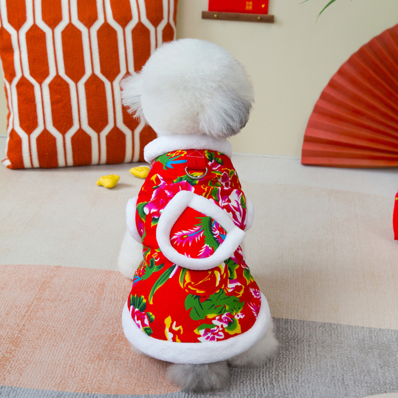 Палто за кучета с флорална шарка, полиестер, марка Weiwang, ежедневен стил, облекло за домашни любимци (Полиестер; Марка: Weiwang; Категория: Облекло за домашни любимци; Стил: Ежедневен)