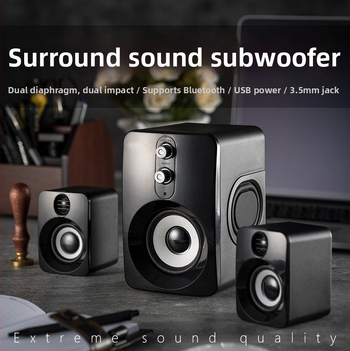 Subwoofer reproduktor pre domáce a stolové použitie s Bluetoothom, rozsah frekvencií 65 Hz–20 kHz, SNR ≥95 dB, menovitý výkon 5 W, dosah 10 m