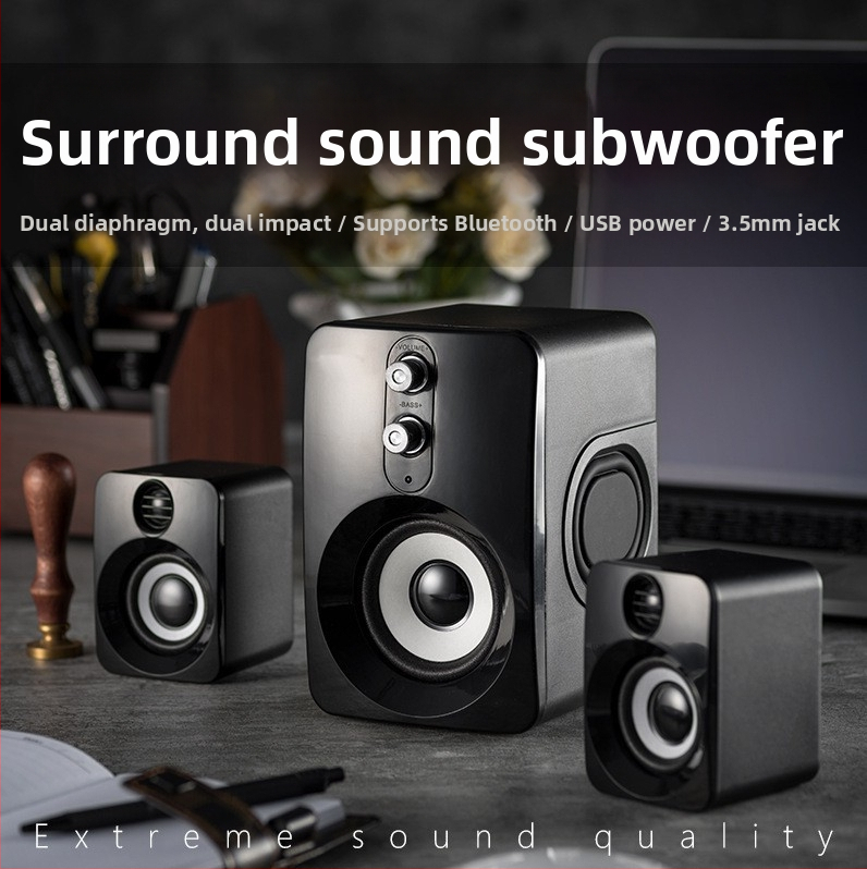 Subwoofer reproduktor pre domáce a stolové použitie s Bluetoothom, rozsah frekvencií 65 Hz–20 kHz, SNR ≥95 dB, menovitý výkon 5 W, dosah 10 m